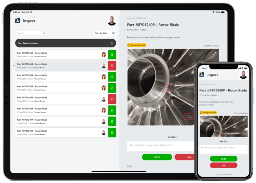 An example of an application using computer vision for parts inspection.