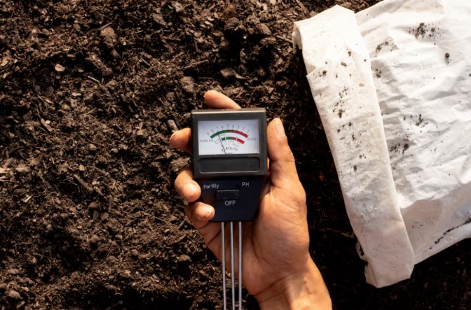 Soil quality metre checking pH, moisture and fertility of soil