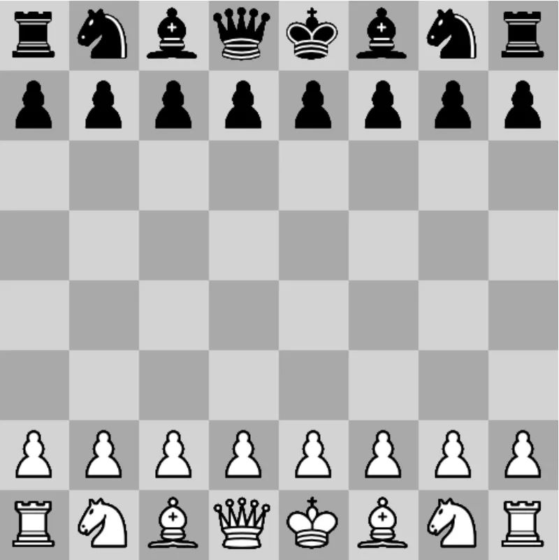 The view of our chessboard on the page after building the html