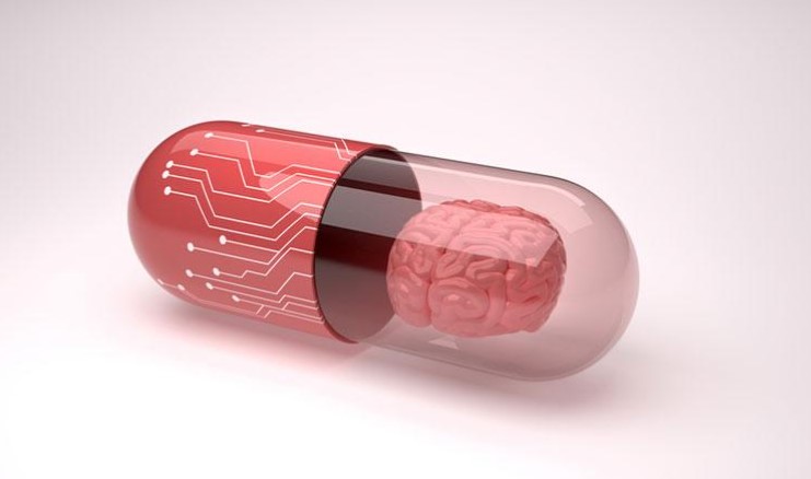 Figure 5 – Concept of a smart ingestible pill, including a brain and circuits (‘Smart pills could “dumb down” medical care - EPR’).