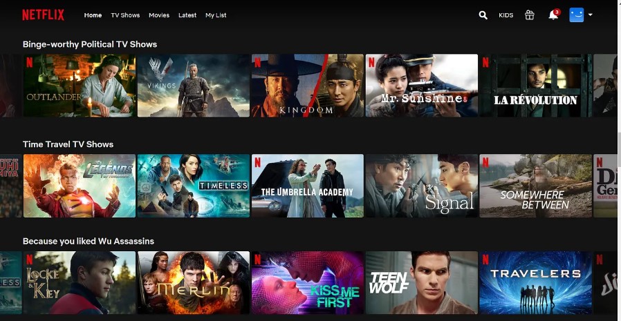 An image of Netflix recommendations. | Source: Medium - The Startup