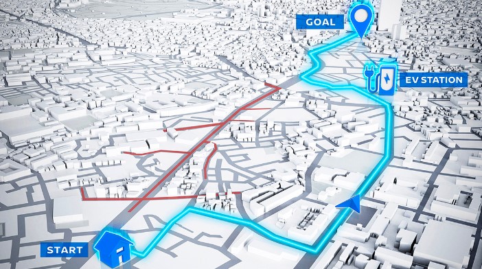 An image showcasing energy-efficient route planning.