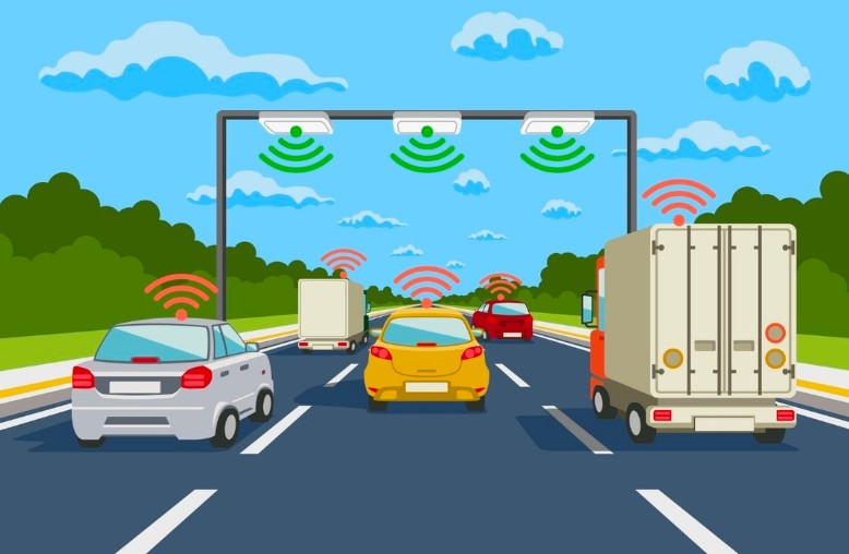 IoT sensors picking up data related to traffic.