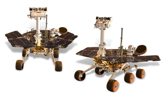 An image of the rovers, Spirit and Opportunity.