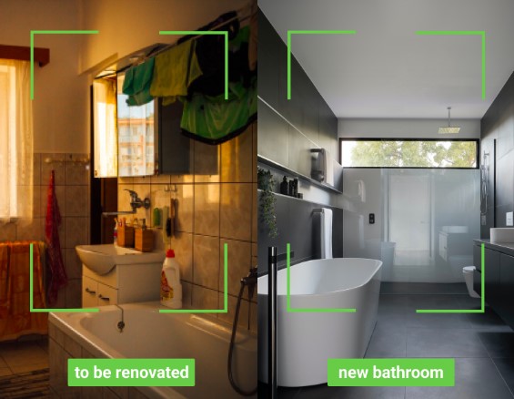 An example of computer vision is used to understand whether a bathroom needs to be renovated.